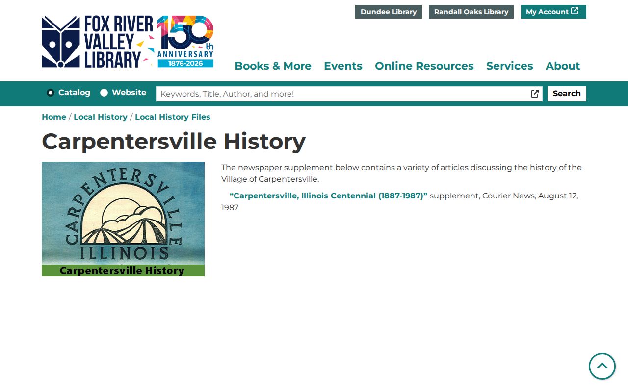Carpentersville city directory local history collection
