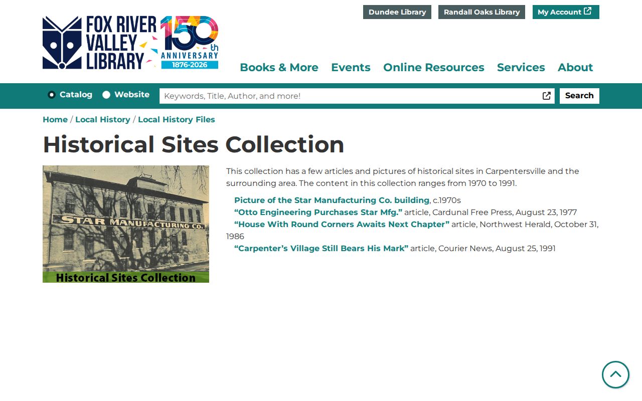 Carpentersville city directory historical sites and house files