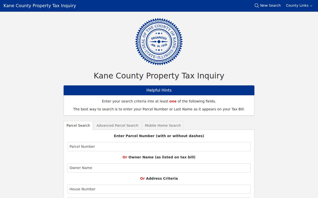 Carpentersville residents directory Kane parcel search