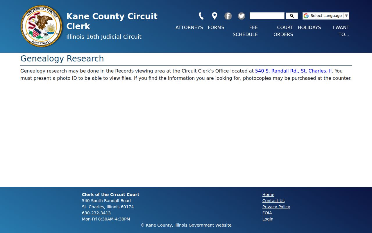 Kane Circuit Clerk historic file research information for Carpentersville address history