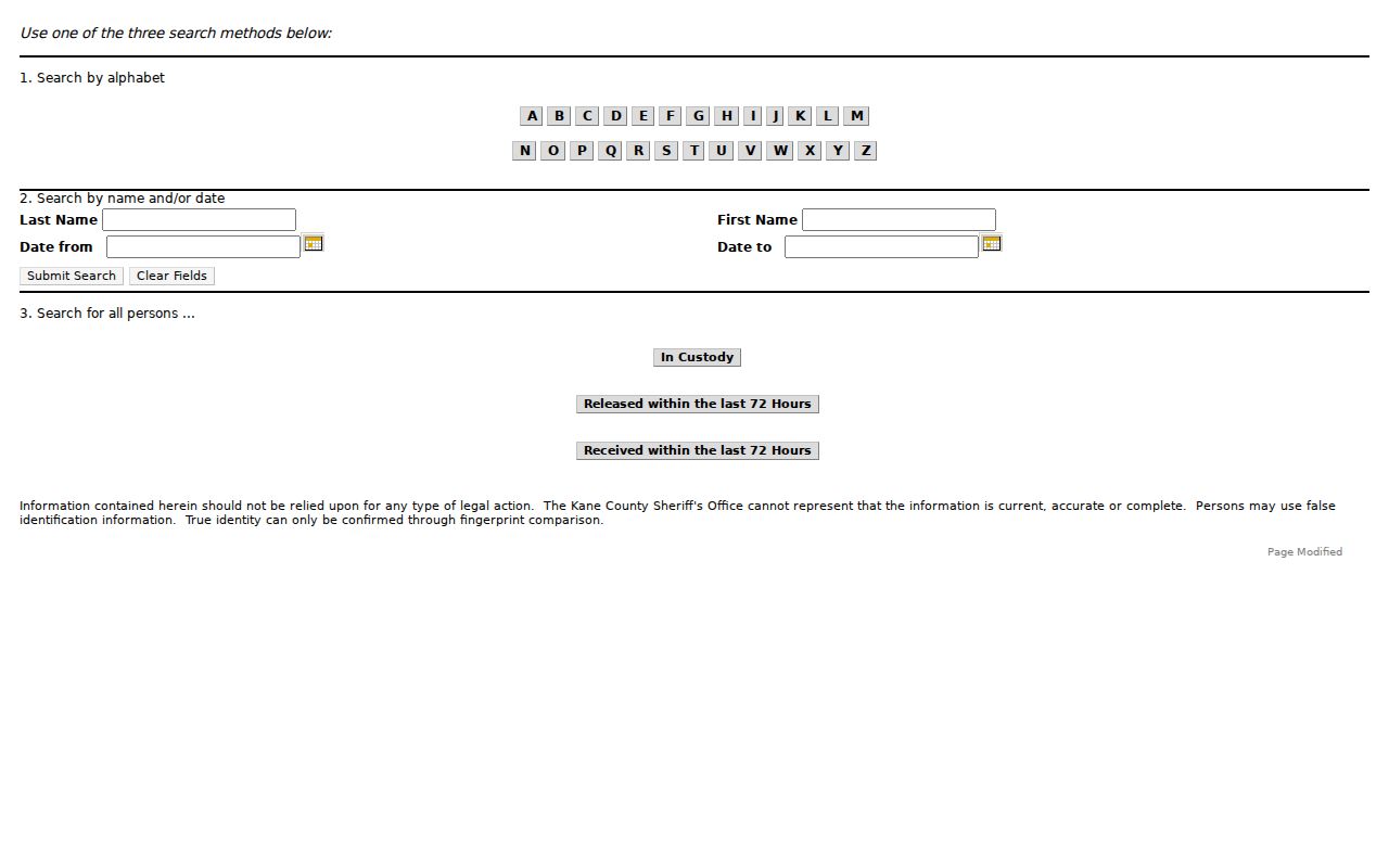 Carpentersville resident lookup through Kane County detainee name search