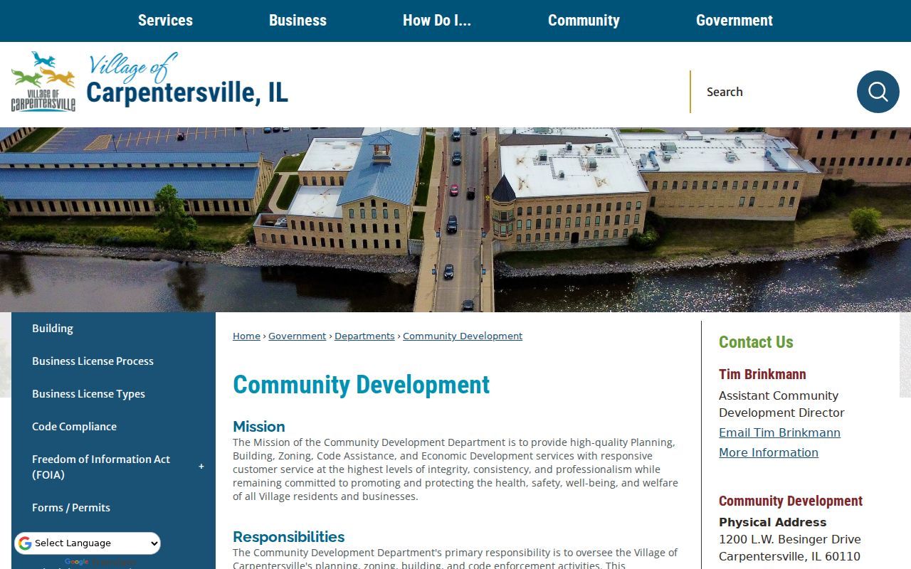 Carpentersville street directory Community Development address records