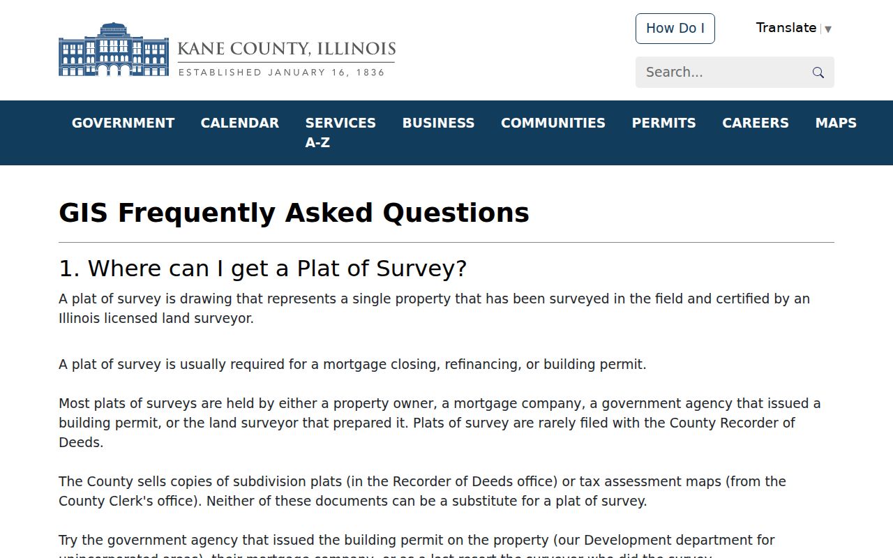 Carpentersville street directory Kane GIS map guidance