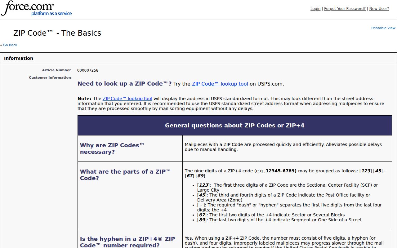 Carpentersville ZIP code directory showing USPS ZIP boundary guidance